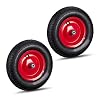 2 x kruiwagenwiel 4.80 4.00-8, luchtband, stalen velg, elk 3 adapters, reservewiel kruiwagen, tot 120 kg, zwart-rood