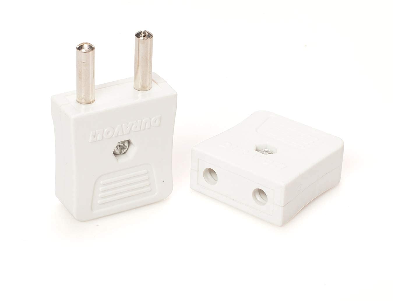 Polycarbonate 2 Pin Male Female Adapter Plug Top - White (Pack of 5 ...