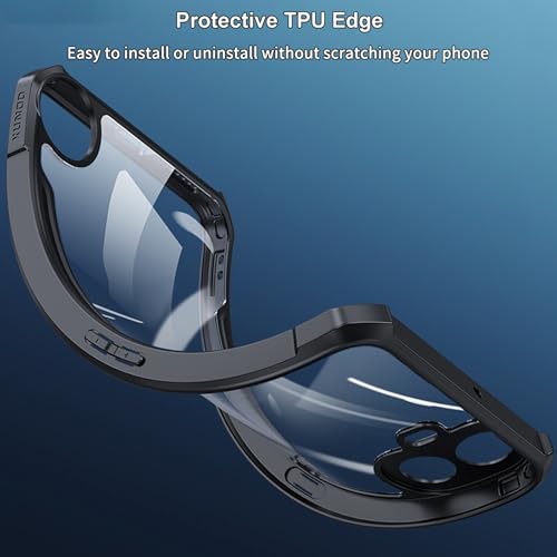 Image of for Nothing CMF Phone 1 Transparent Case Ultra-Thin Cover Soft TPU Bumper + Acrylic Clear Back Military Grade Airbags Shookproof Drop Protection for CMF Phone 1,Black