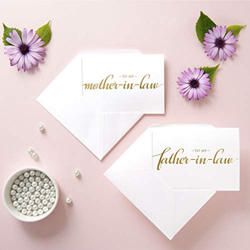 Magjuche To My Father-In-Law, Mother-In-Law Wedding Day Cards Set From The Bride And Groom, Gold Foil Wedding Cards For In Laws #TOP3