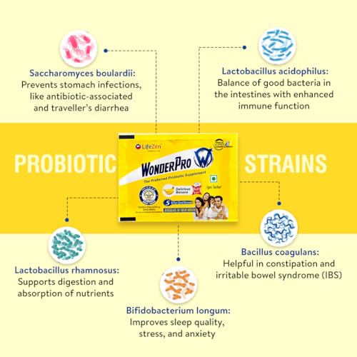 Image of Probiotics Supplement 5 Billion CFU (Pack of 1), Gut Health Supplements with Probiotic | Good for Digestion, Reduce Bloating l No Gluten & No lactose | Sugarfree 30 Sachet (1gm Each Sachet)