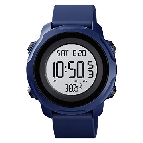 TONSHEN Homme Sport Montre Digitale Thermomètre 50M Etanche Outdoor Militaires Électronique Chronomètre Date Plastique Caisse et Caoutchouc Ruban Montres...