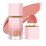 TOSOUATOP Liquid Blush, Soft Cream Blush Makeup with Cushion Applicator for cheeks, Natural Glossy,