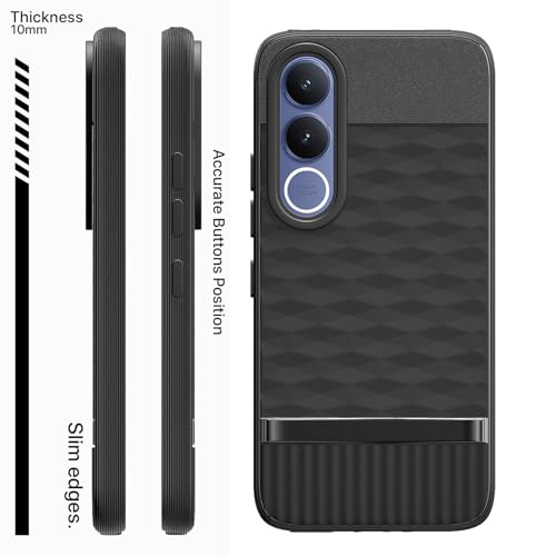 Image of Pikkme Back Cover for Vivo V70 FE 5G Camera Protection 3D Hexa Cube Design Silicone Protective Bumper Case (Black)