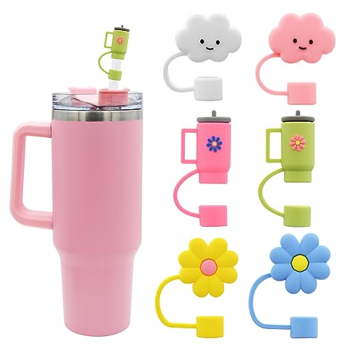 Image of Straw Cover Cap for Stanley Cup,Silicone Straw Topper 10 mm 0.4 in Reusable Straw Tips Lids,Straw Tip Covers for Stanley Cups Accessories