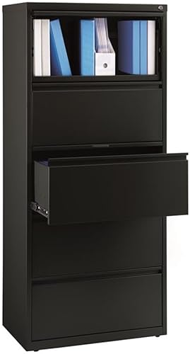 CommClad Hirsh - Archivador lateral de metal serie HL10000 de 30 pulgadas de ancho, 5 cajones, color negro