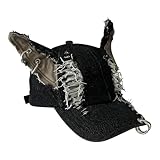 Y2k Iron Ring Trucker Hat Cat Ear Baseball Cap Women Caps Distressed Denim Baseball Cap Grunge Aesthetic Hat