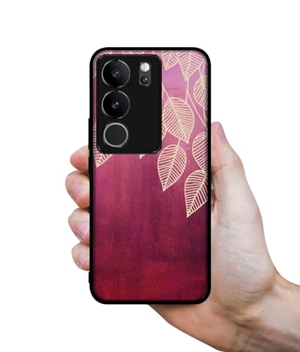Image of Leaf Pattern Design Premium 2D Printed Metal Back Case Cover for Vivo V29 5G / V29 Pro 5G, Multicolor