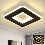 Homefire Deckenlampe LED Deckenleuchte Schlafzimmer - 23W Schlafzimmerlampe Schwarz Warmweiß 24cm Küchenlampe Modern Design Flurlampe Quadratisch Küche Deckenbeleuchtung für Wohnzimmer Flur Esszimmer