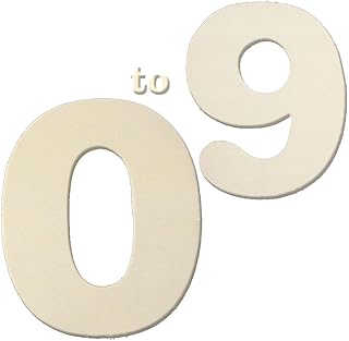 The Crafts Outlet Wood Numbers, Small Unfinished Plywood, 3-in, 10-pc, Full Numbers Set 0 to 9