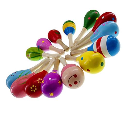 MULOVE Maracas de madera para percusión, martillo de arena, instrumentos musicales, juguetes educativos para niños, color al azar