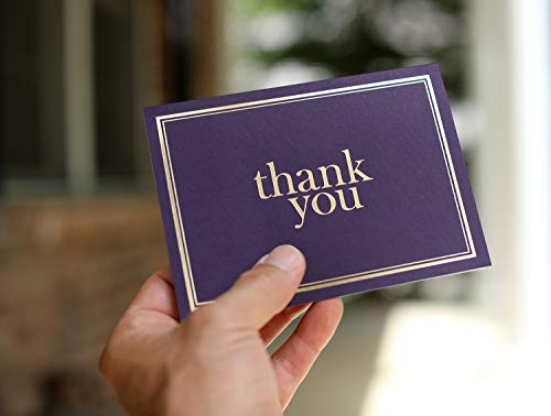 100 Thank You Cards Bulk, Thank You Notes, Aubergine Purple Gold Professional Blank Note Cards with Envelopes, Small Business, Wedding, Gift Cards, Christmas, Graduation, Baby Shower, Funeral, 4x6 Photo Size