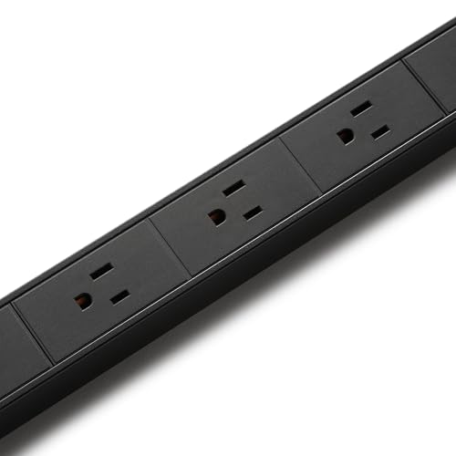 Amazon Basics Surge Protector Power Strip, 16 Outlet, Heavy Duty, Metal, 600 Joules, 1.8 m Extension Cord, Mountable, Rectangle, Black image 3