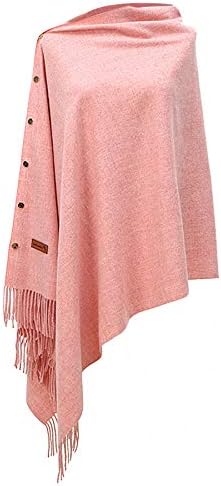Winter Warm Scarf - Women Poncho Shawl Wrap Winter Long Scarves Soft Warm Button Knitted Shawl Blanket Cape Wool Spinning Tassel Polyester Cardigan