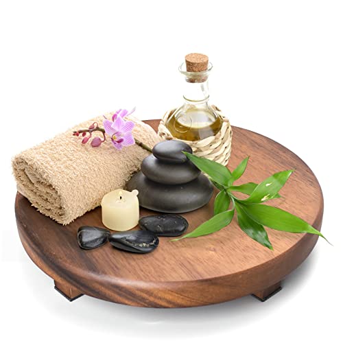 kulusion Walnut Wood Pedestal Stand, Decorative Wood Riser For Display, Farmhouse Decor Soap Tray, Displays Your Plant Bottles Candles for Your Home (Round,9 x 1.57Inch)