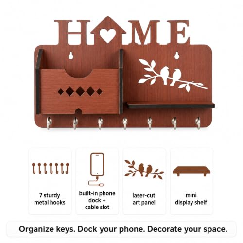 Image of Sehaz Artworks Key Holder for Home Decor Stylish Without Drill - 27x16 CM | Key Holder For Home Without Drill, Key Stand For Wall, Key Holder Wall Mount, Key Hangers For Wall, Keychain Holder For Wall