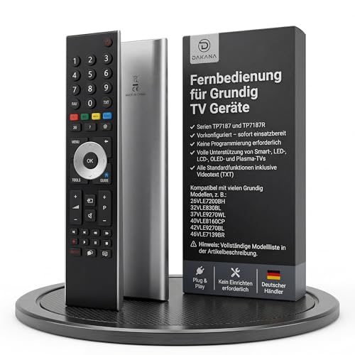 Dakana Ersatz Fernbedienung für Grundig TP7187 TP7187R TP7 Receiver Fernseher TV Remote Control vorkonfiguriert und sofort einsatzbereit