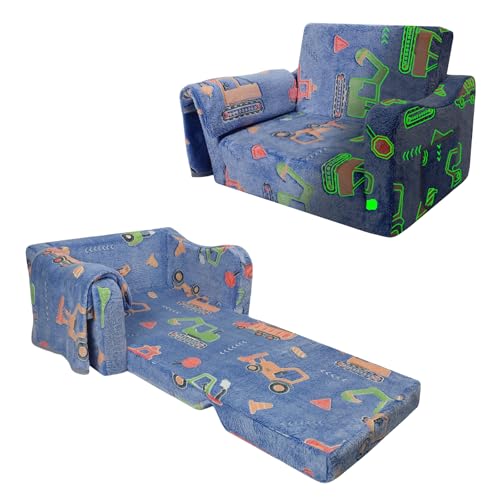 Convertible Canapé pour Enfants,Pliant Sofa Bed 2 en 1,Fauteuil Enfant 1 Place pour Filles et Garçons,Briller dans Le Noir Canapé Lit avec Couverture pour...