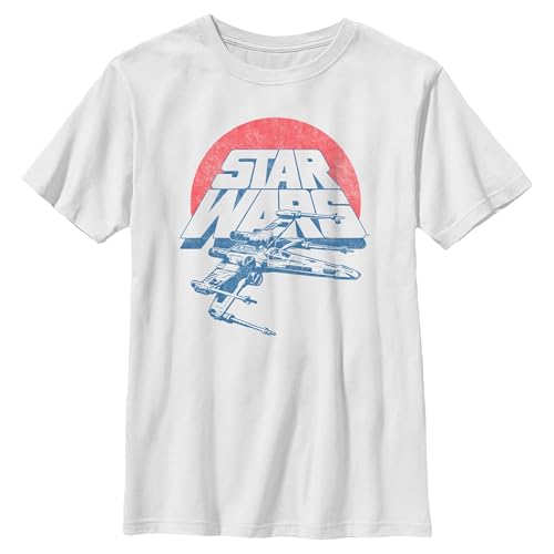 Star Wars Boys' Vintage Inspired X-Wing Fighter T-Shirt, White, L