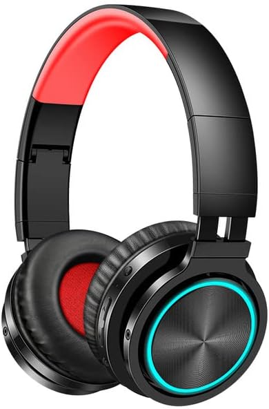 Electronics – Picuns B12 Wireless Headphones Bluetooth 5.0 Headphone with 7 Color Led Light 36H Play time Supoort TF card Headset for phone Pc (Red from UAE)