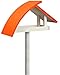 Produktbild Luxus-Vogelhaus 31012e Design Vogelhaus "New Wave" aus Holz (Kiefer) für Garten, Balkon, mit Ständer, Schrägdach, Farbe: wei-orange - Vogelhäuschen Vogel-Futterhaus