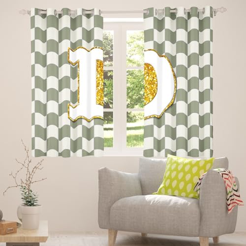 Image of Erosebridal Sage Green Checkered Blackout Curtains for Bedroom Living Room Plaid Initial D Window Curtains 2 Panels 52 inch Wx84 L Personalized Monogram Drapes,Grids Gingham Window Treatments