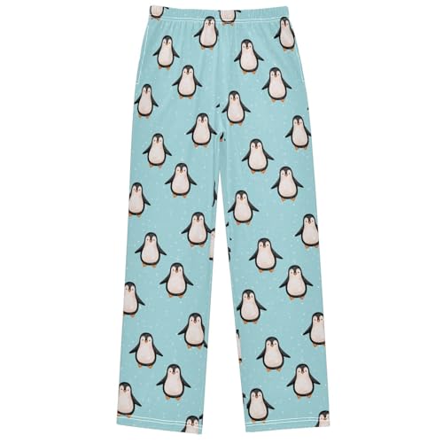 Boy's Pants Antarctic Penguin Snow Green Jogger Pants Elastic Waist Long Bottoms Trousers with Pockets 6-14 Years