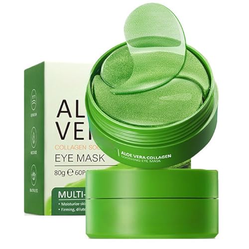 #Commissioniguadagnate<br>Maschera Occhi Aloe Vera Patch Occhi al Collagene per Riduzione Rughe Rimuove Borse e Puffiness per Sguardo Fresco e Riposato 60 pezzi