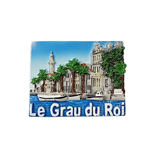 Aimant de réfrigérateur 3D France Le Grau du Roi - Cadeau souvenir - Résine faite à la main - Collection de décoration pour la maison et la cuisine