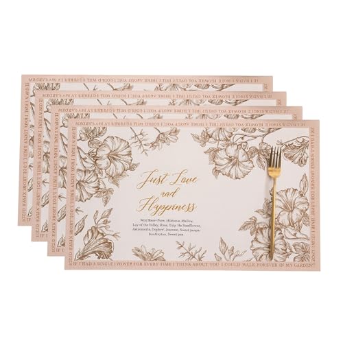 Image of YELONA Leather Dining Table Placemats Set of 4 - Waterproof, Heat Resistant, Anti-Slip, Easy to Clean Table Mats for Dining Table, Kitchen & Home Decor (Blush Pink, 40 x 30 cm)