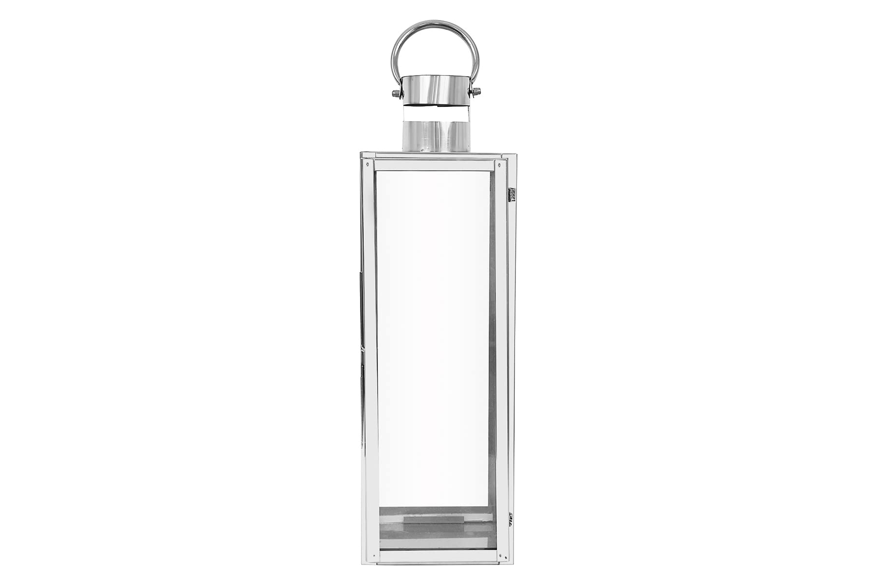 INDIAN-ARTISANS Stainless Steel Silver Metal Frame Candle Lantern Glass Tealight Holder Garden Lantern Festive Indoor Outdoor Decor (Large)-image-35