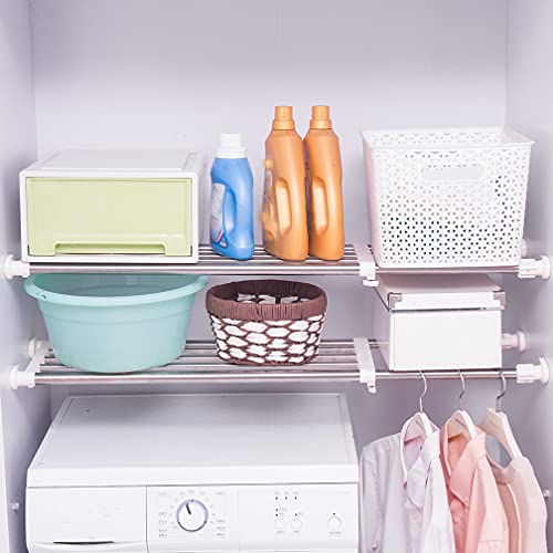 Hershii Expandable Closet Tension Shelf Rod Adjustable Storage Rack Heavy Duty Diy Organizer Divider For Wardrobe Cupboard Kitchen Bathroom #TOP1