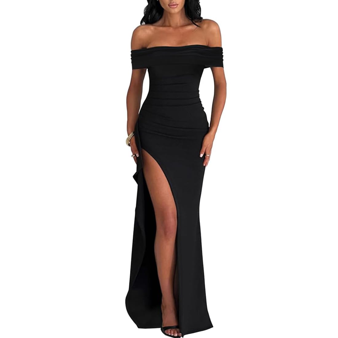 Vestido de Fiesta para Mujer Vestidos Sexy Abertura Bodycon Vestidos un Hombros Formal Abertura Vestido Moda Slim Fit Largo de Cóctel Vestidi de Noche Invitada de Boda Partido Club