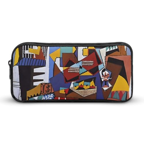 Pablo Picassoパブロ・ピカソ名画の数々『三楽坊』 プリント キャンバスペンケース 筆箱 筆入れ 多機能 ふでばこ 大容量 収納バッグ 学生 子供文具収納 男の子 女の子 プレゼント