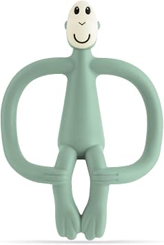 Matchstick Monkey, Original Teether & Gel Applicator, Silicone, Easy To Grip, BPA Free, 3 Months Old+, 10.5 cm, Mint Green Monkey