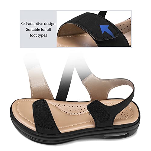mysoft Women's Summer Walking Sandals Air Cushion Support Platform Ankle Strap Shoes Comfortable Casual Wedge Sandals 6