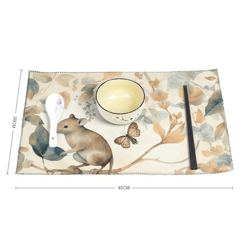 Sets de table en toile souris et feuilles 45x30cm (lot de 6) anti-chaleur - 3