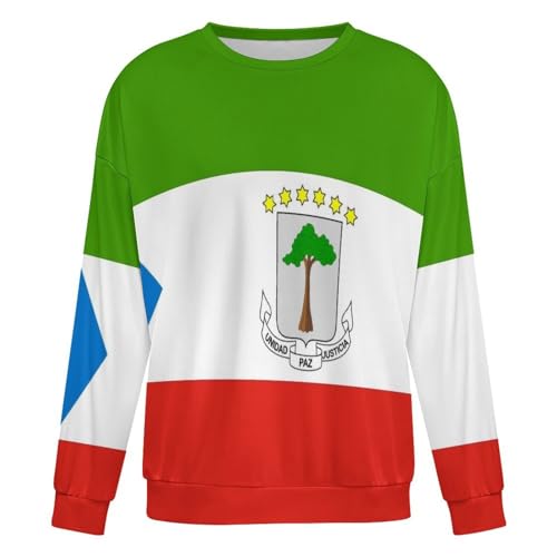 GONMFKM Sweat-Shirt À Col Rond Aux Couleurs De La République De Guinée Équatoriale Affichez Votre Amour Et Votre Fierté pour La Culture Et Le Patrimoine De La Guinée Équatoriale