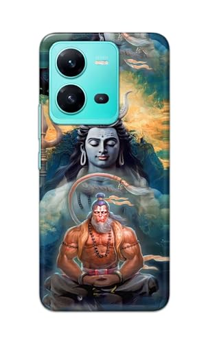 Image of PRINTFIDAA Printed Hard Back Cover Case for Vivo V25 Back Cover (Lord Shiva and Hanuma) -112