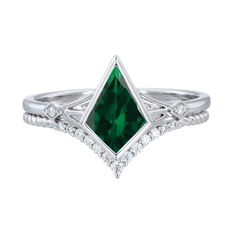 1-3 Carat Kite Cut Gemstone Ring Set for Women S925 Sterling Silver/10K/14K/18K Gold Handmade Ring Set for Women Wedding Ring Set Personalized Jewelry Gift for Women’s Day Her