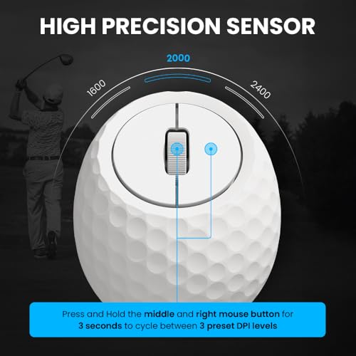 Image of Sports 123 Addition Bluetooth Mouse with 2.4 GHz & BT 5.3 Dual Wireless, 6 Buttons, C-Type Charging, RGB Lights, Connect 3 Devices, Ergonomic Design for Laptop, Smartphone, Tablet (Golf)