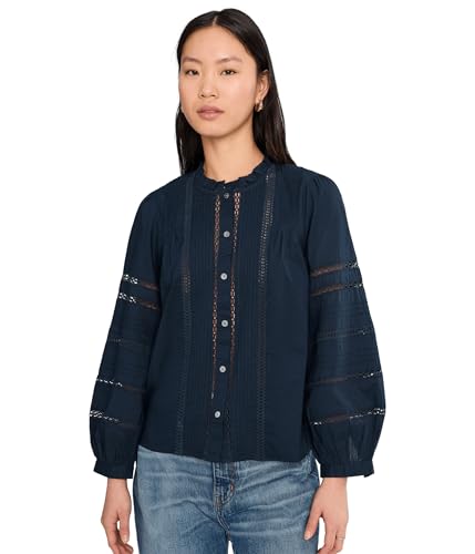 Amazon.com: Madewell Womens High-Neck Lace-Insert Pintuck Top