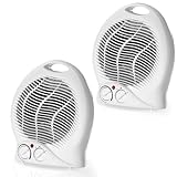 Beldray COMBO-5016 Portable Fan Heaters – Set of 2 Electric Fan Heaters, 2 Heat Settings, Cool Air Function, Adjustable Thermostat, Portable Home Heater, Dial Control, Overheat Protection, 1000/2000W
