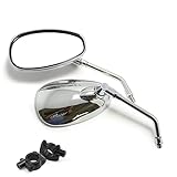 DREAMIZER Motorcycle Mirrors for Handlebars - 10mm Chrome Mirrors with Mount for Fury Shadow Rebel VTX Valkyrie Vstar Vulcan 900 Roadstar Scooter ATV - Oval