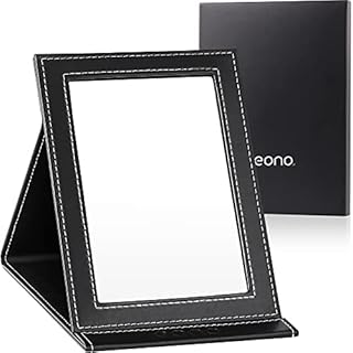 Amazon Brand - Eono Portable Travel Makeup Mirror with Stand Compact Vanity Folding Free Standing Mirrors