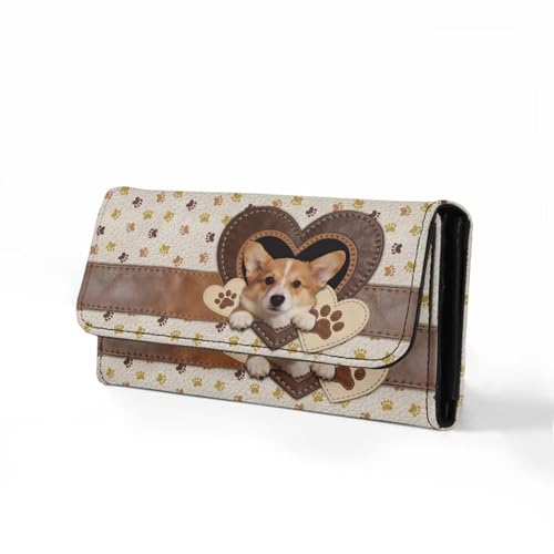 Image of AFPANQZ Funny Corgi Print Womens Wallet with RFID Slim Wallets for Women, Thin Ladies Credit Card Holder Purse, Cute Leather Bifold Clutch