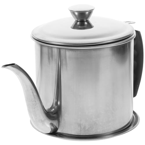 SMASOLO Recipiente de Acero Inoxidable para Filtrar Aceite con Colador y Asa Aislante Olla para Reciclaje de Grasa Cocina Contenedor Práctico para Aceite Usado
