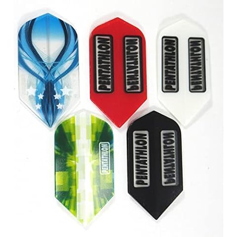 US Darts 5 Sets (15 Flights) Pentathlon Mixed Slim Dart Flights - 100 Micron - Ex-Tough Cover