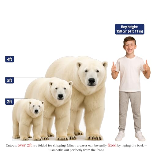 Image of Polar Bear 4FT Life Size Cardboard Cutout - A Fun Animal Standup for Photo Booths, Birthday Parties, and Events