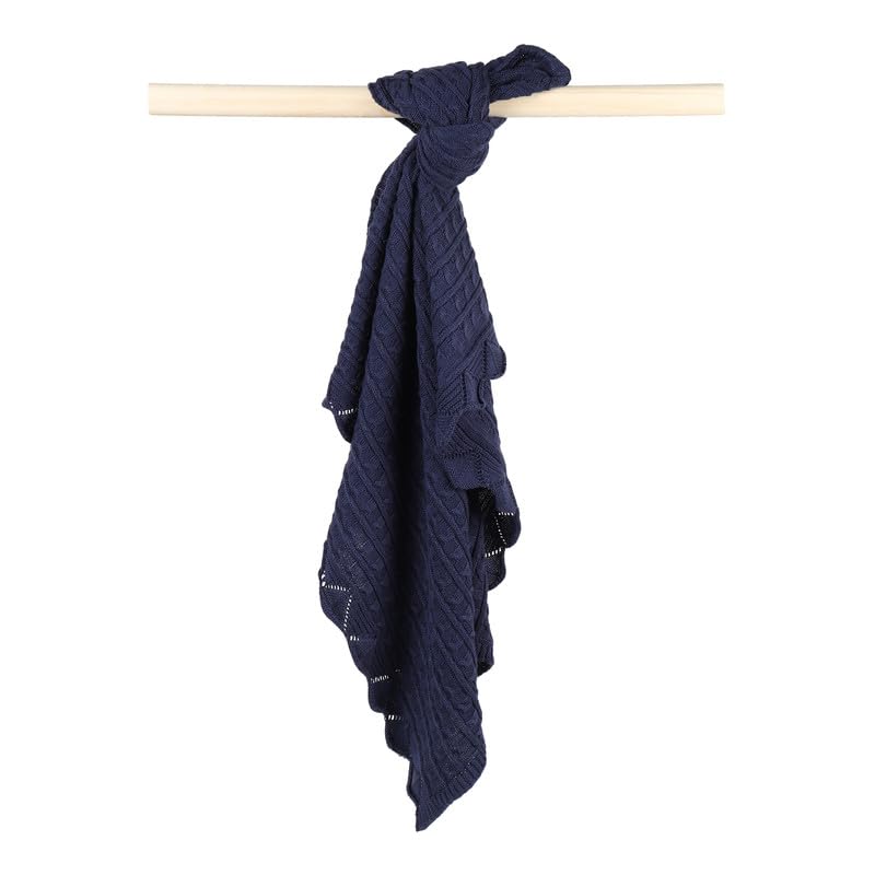 Itsyboo by Waterlemons Knit Blanket for Baby | Soft Cotton Baby Blanket for Crib | Nap & Travel | & Cozy Wrap for Newborns Infants|Color - Red Stat, Navy Frill |Pack of 2 2